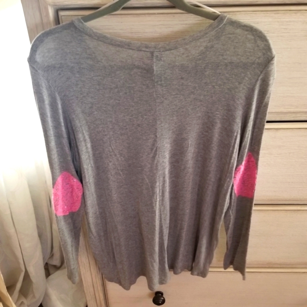 NWOT Blue Rain long sleeve tee with sequin elbow patches